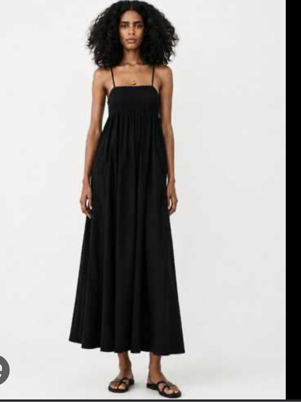 Zara Black Maxi Dress with spaghetti straps and smocked bodice